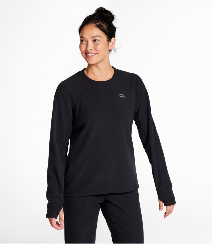 Women's L.L.Bean Fleece Base Layer Crew, Long-Sleeve, Black, small image number 2