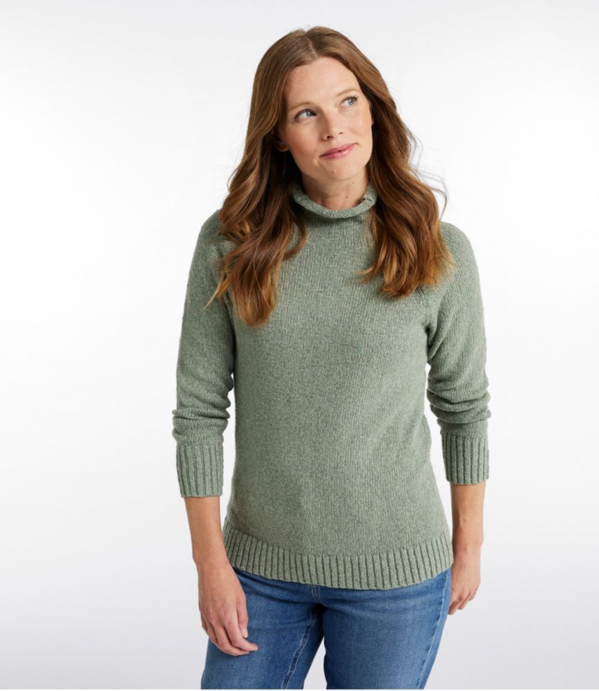 Women's Cotton Ragg Sweater, Funnelneck Pullover