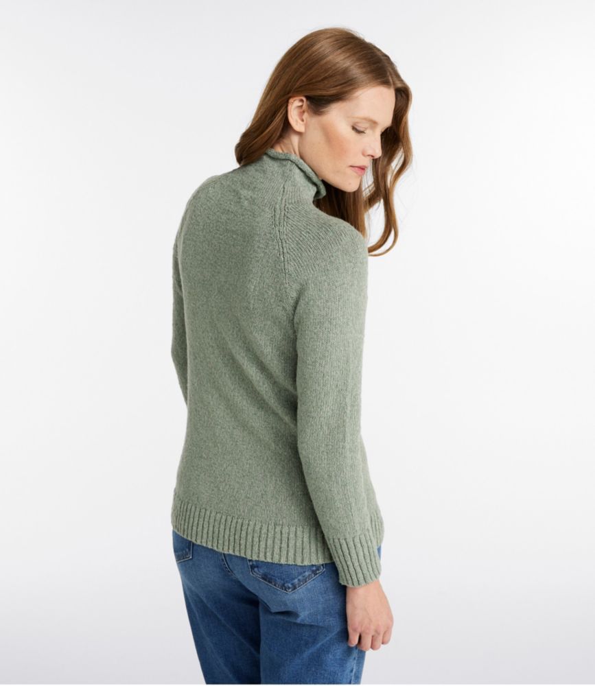 Women's Cotton Ragg Sweater, Funnelneck Pullover, Classic Navy/Bright Blue, small image number 3