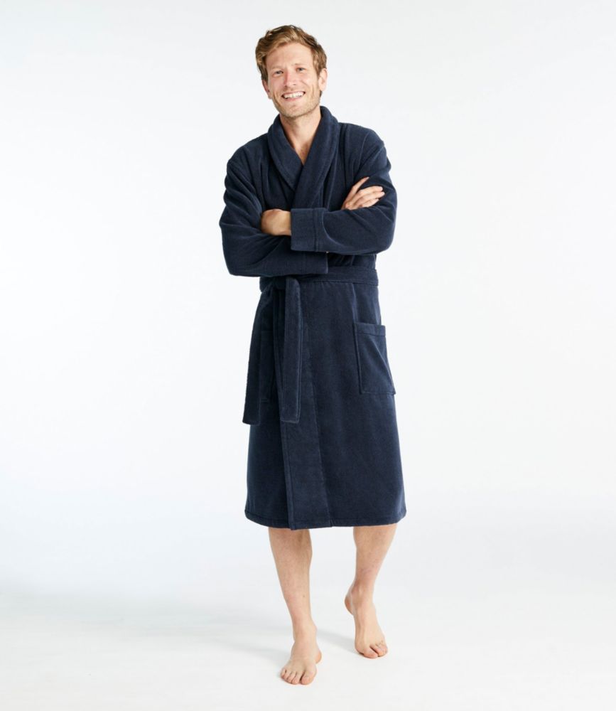 Men's Terry Cloth Organic Cotton Robe, Deep Green, small image number 2