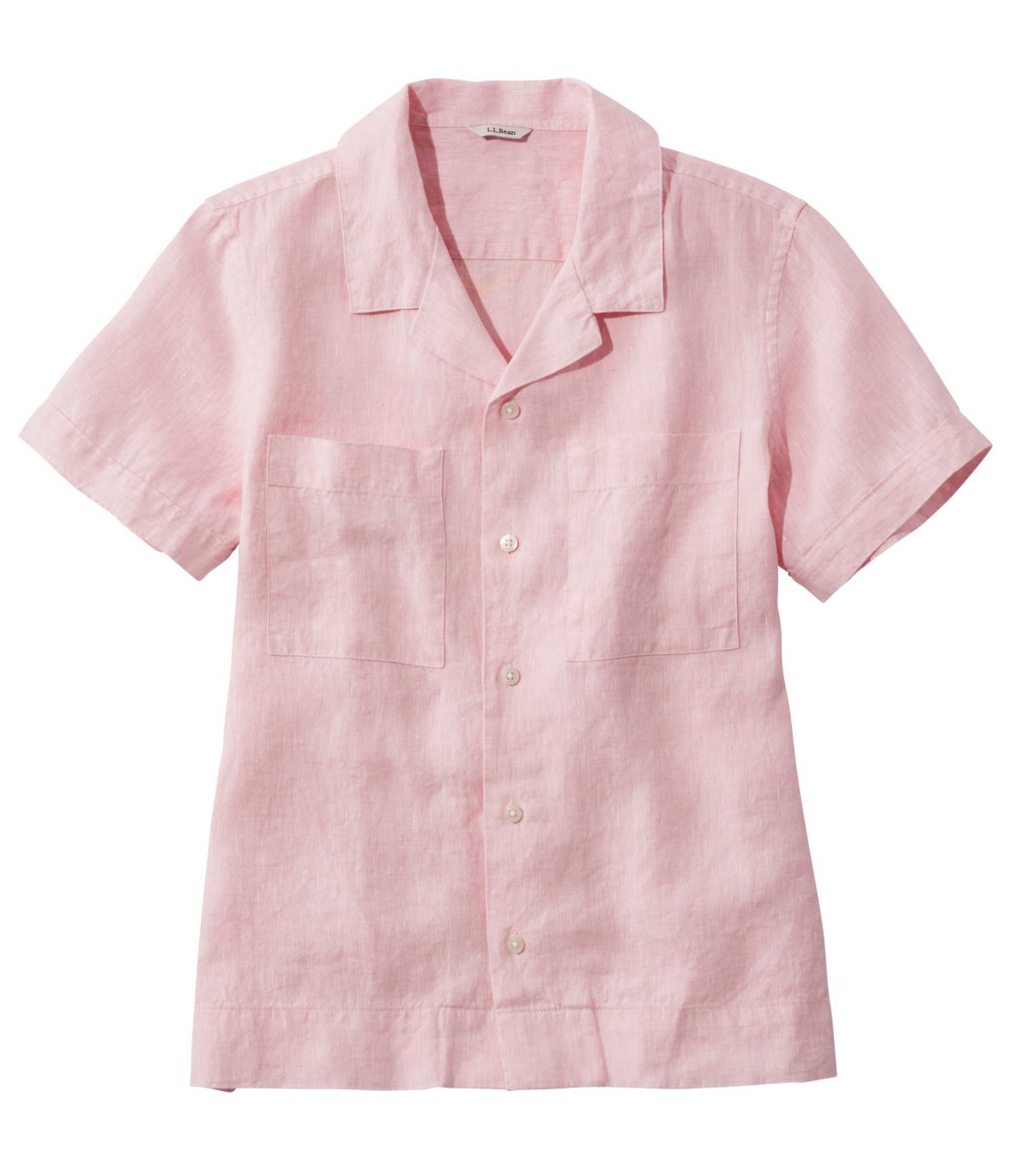 Women's Premium Washable Linen Camp Shirt, Short-Sleeve