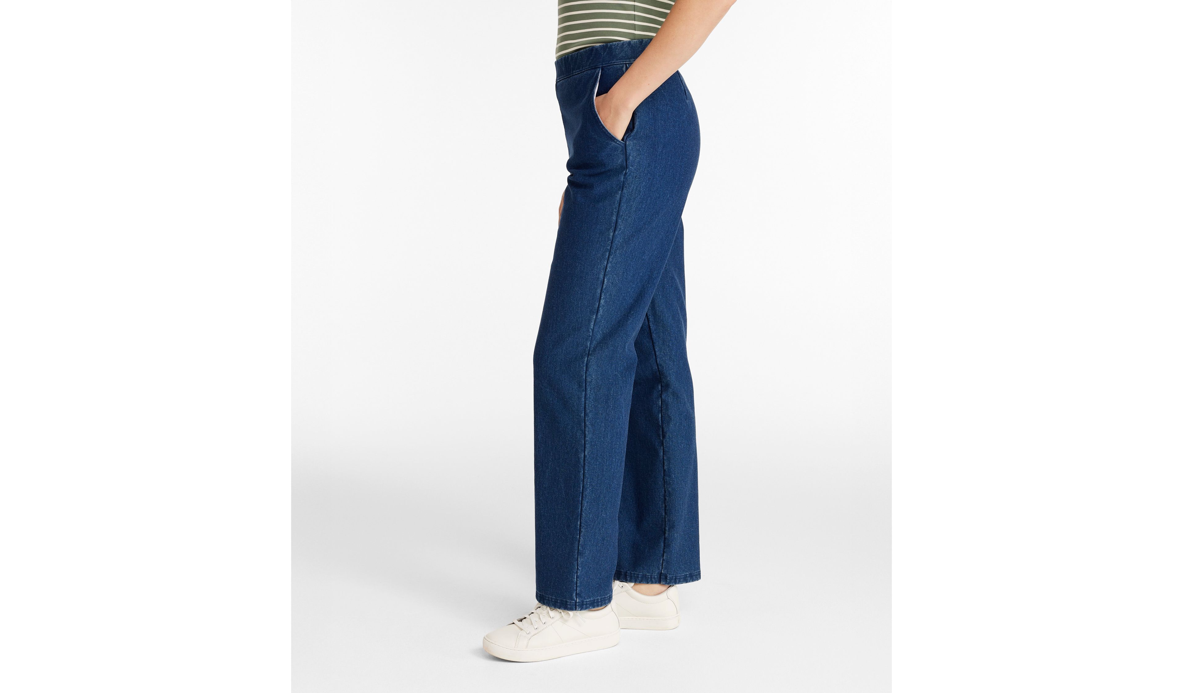 Women's Perfect Fit Pants, Denim Straight-Leg Fleece-Backed