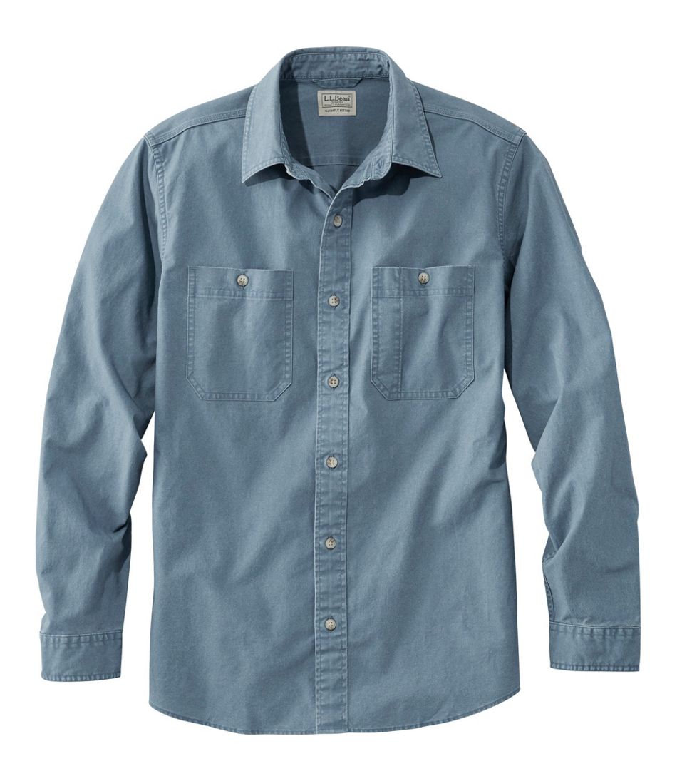 Men's Sunwashed Canvas Shirt, Slightly Fitted, Long-Sleeve | Casual ...