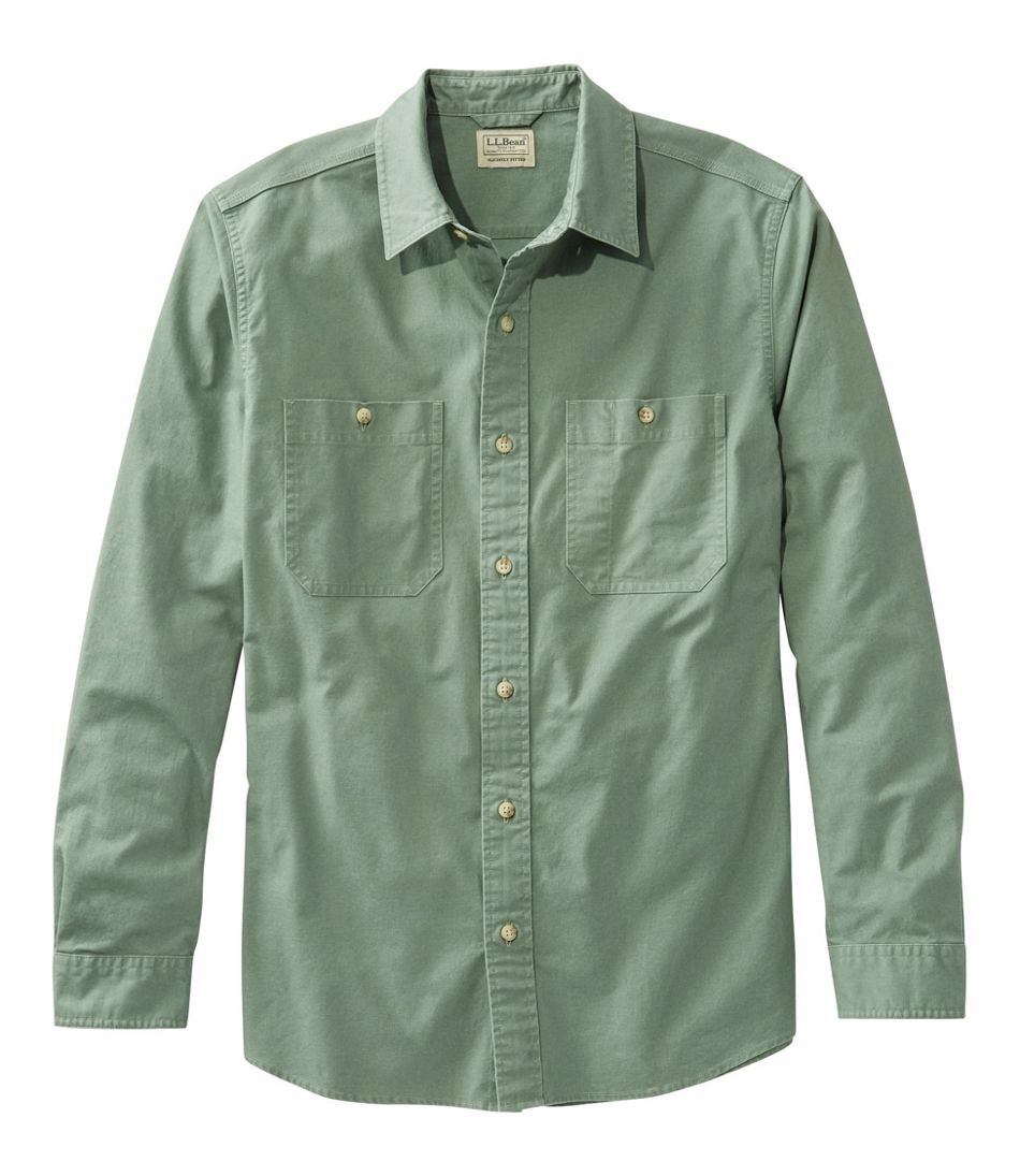 Men's Sunwashed Canvas Shirt, Slightly Fitted, Long-Sleeve | Casual ...