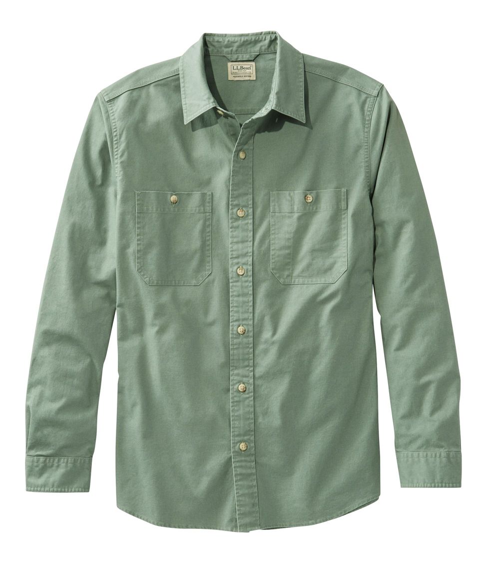 Men's Sunwashed Canvas Shirt, Slightly Fitted, Long-Sleeve at L.L.