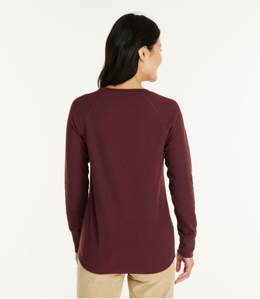 Women's Unshrinkable Mini-Waffle Tee, Long-Sleeve Crewneck, , small image number 2