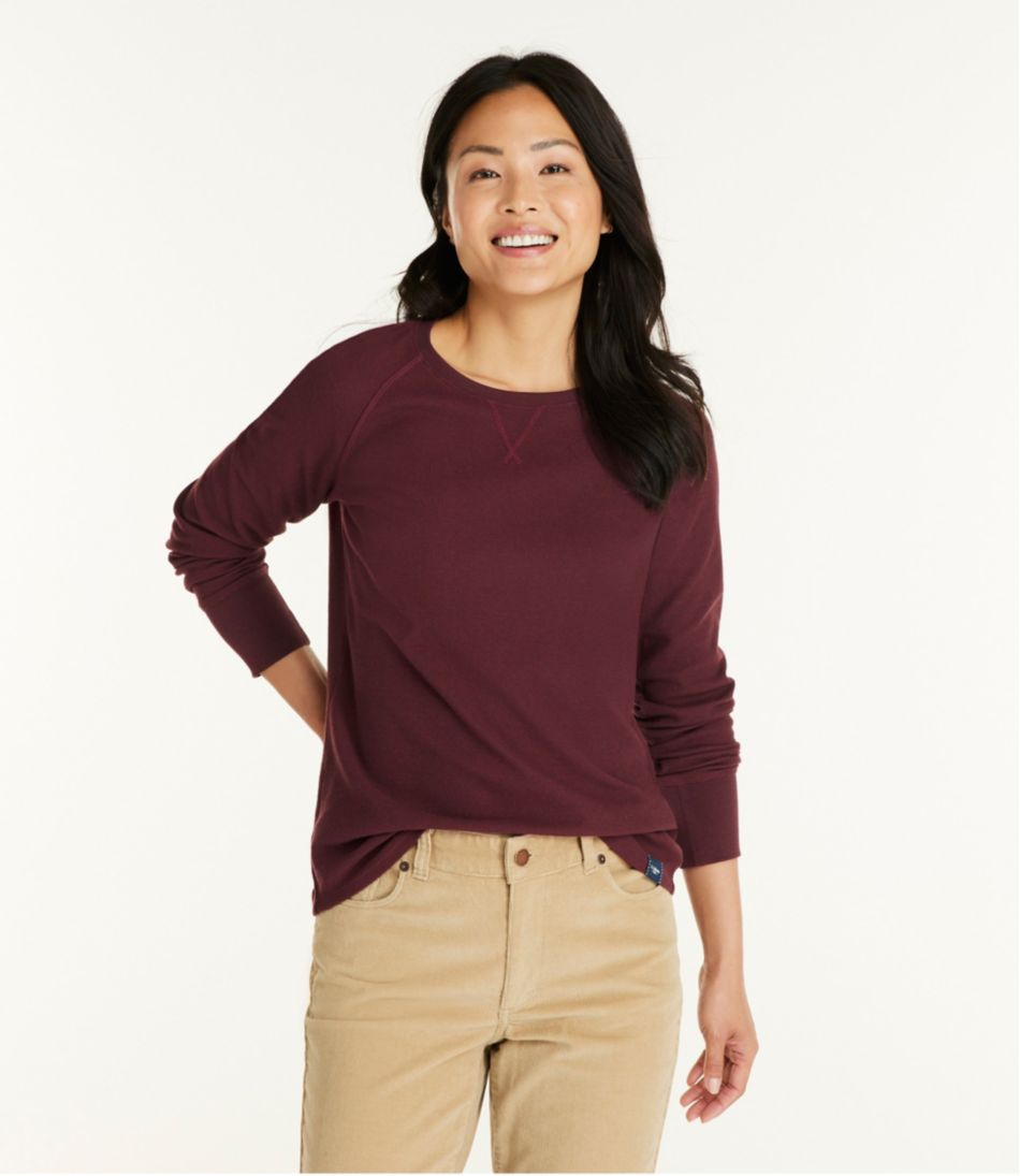 Women's Unshrinkable Mini-Waffle Tee, Long-Sleeve Crewneck Women's Unshrinkable Mini-Waffle Tee, Long-Sleeve Crewneck