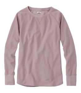 Women's Unshrinkable Mini-Waffle Tee, Long-Sleeve Crewneck