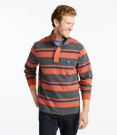 Men's Comfort Stretch Pima Tee Shirt, Long-Sleeve Henley, Stripe