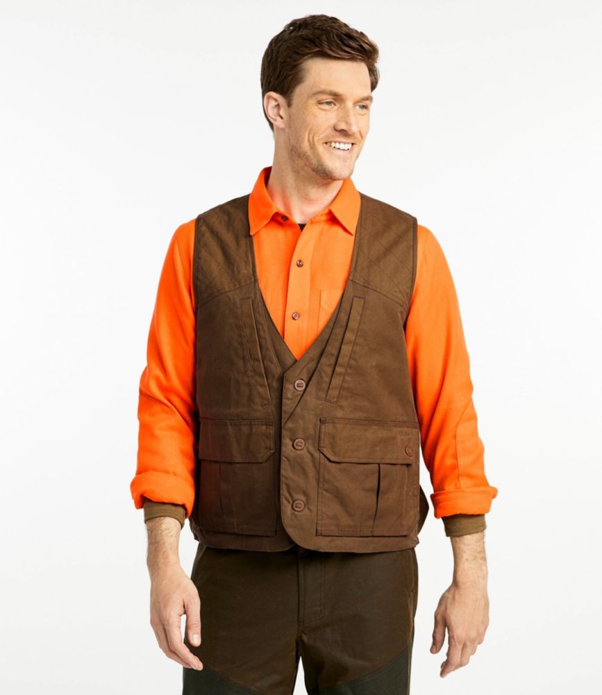 Men's Double L Waxed-Cotton Upland Vest, Maple Brown, small image number 2