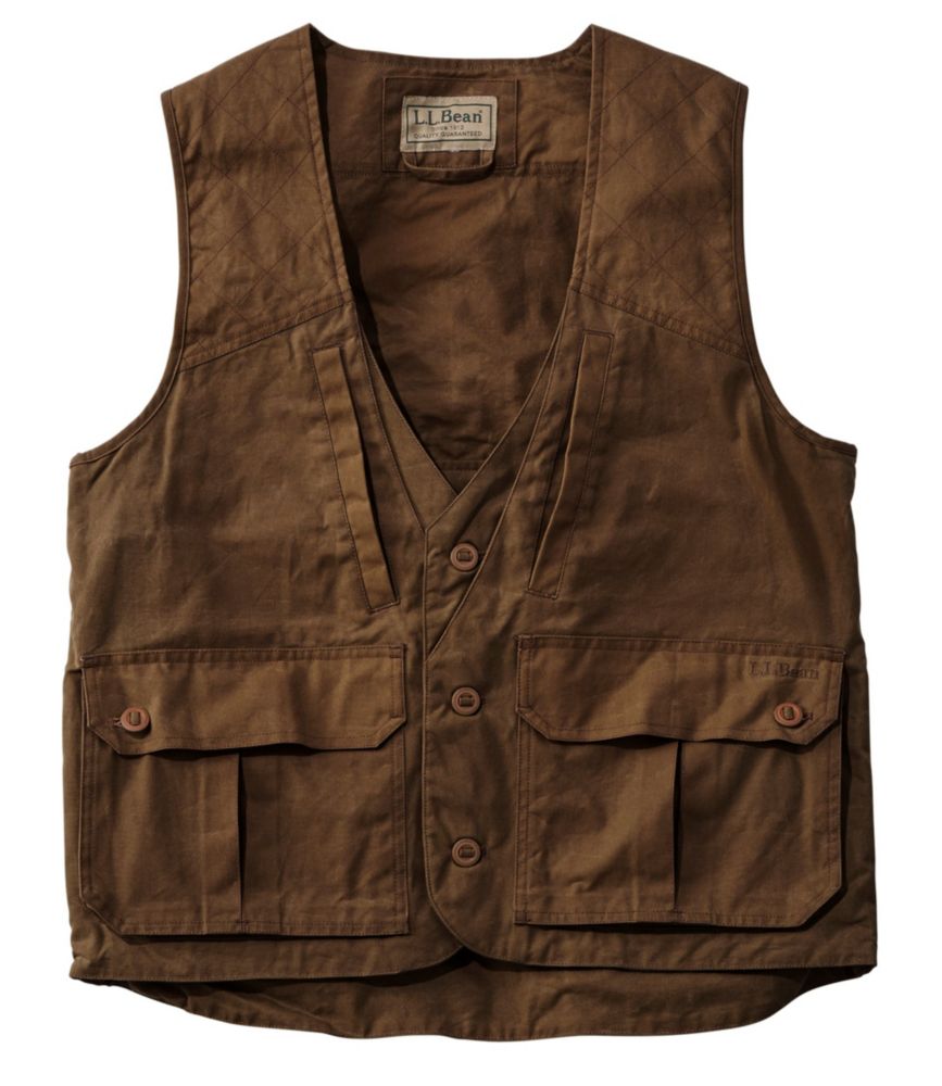 Men's Double L Waxed-Cotton Upland Vest, Maple Brown, small image number 1