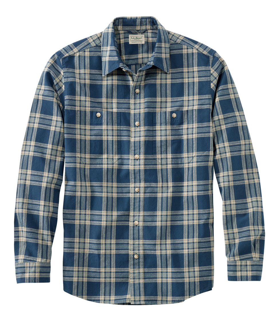 Men's Sunwashed Canvas Shirt, Slightly Fitted, Long-Sleeve Plaid at L.L.  Bean