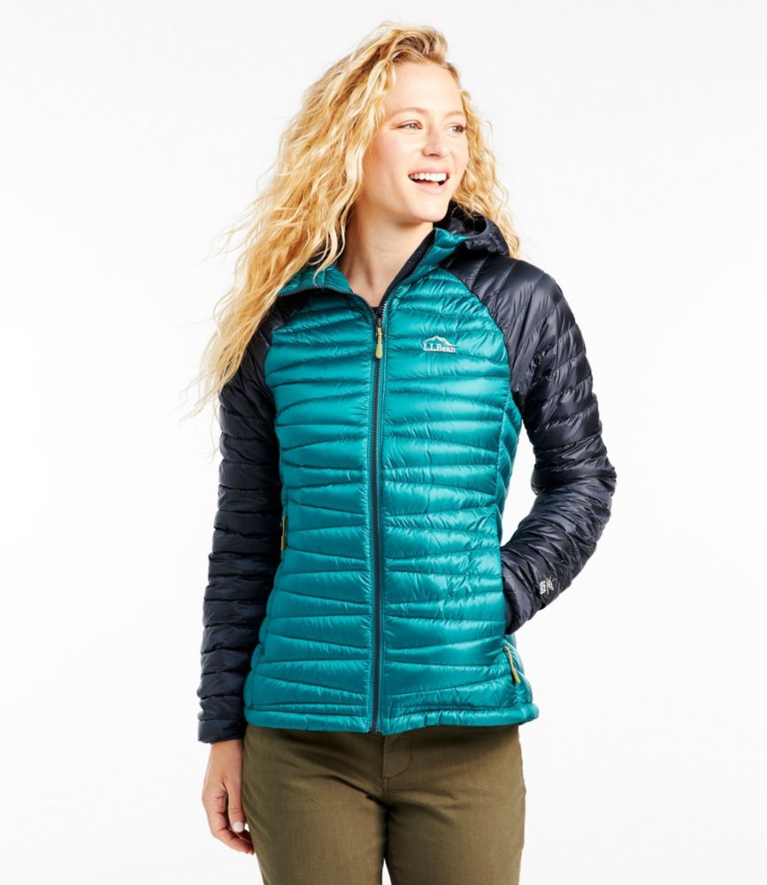 Women's Ultralight 850 Down Hooded Sweater, Colorblock, Deep Lagoon/Carbon Navy, small image number 2