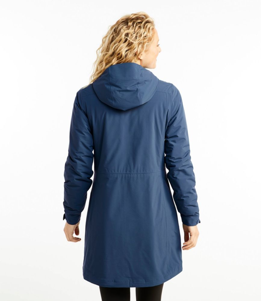 Women's Waterproof Packaway Long Coat, Nautical Navy, small image number 3