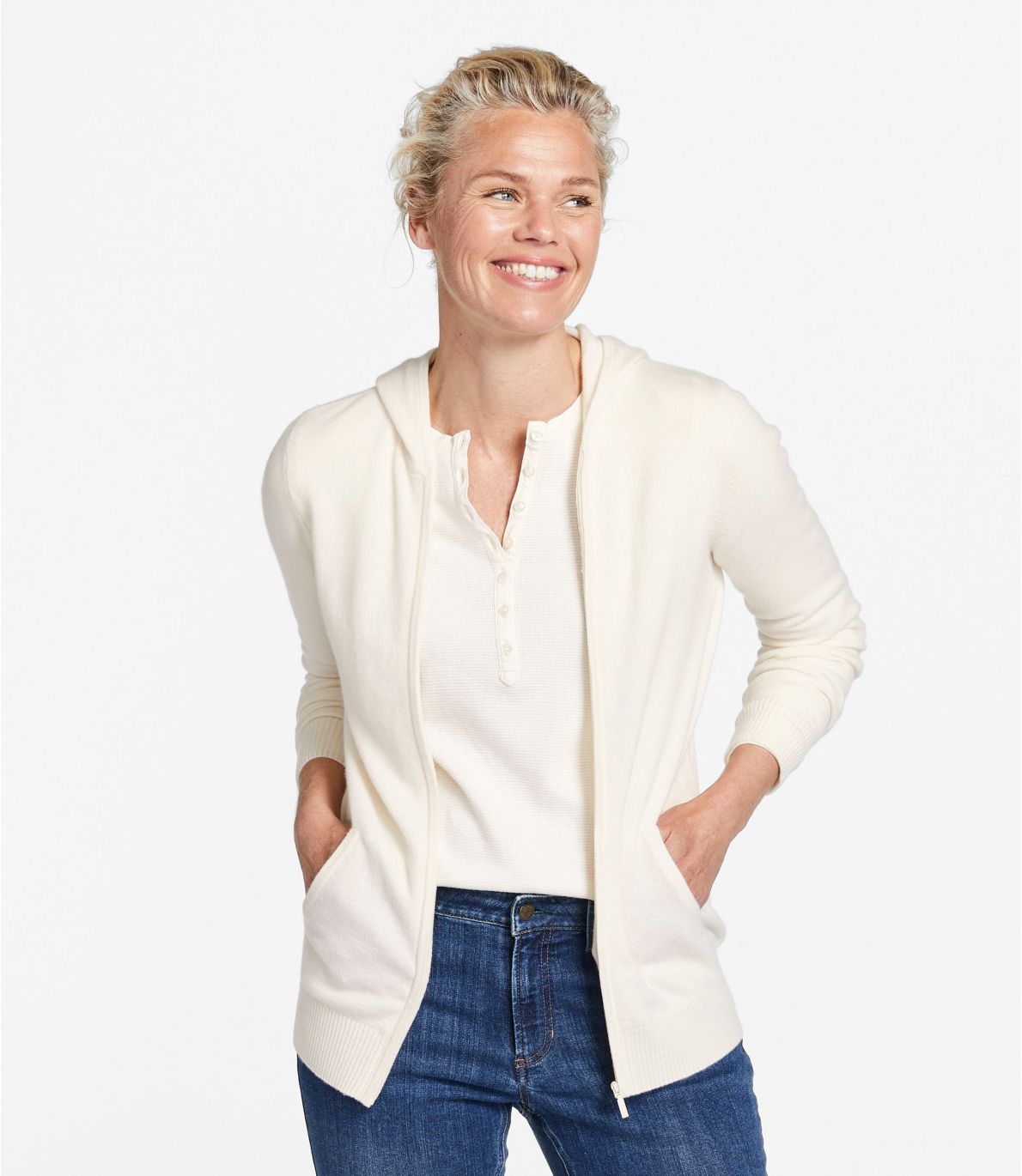 Women's Classic Cashmere Sweater, Zip Hoodie