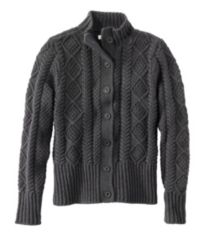 L.L.Bean Signature Cotton Fisherman Tunic Sweater Women's Clothing Charcoal Heather : XS