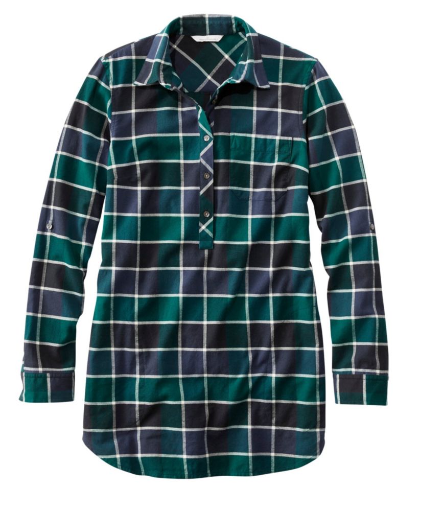 Image of Women's Signature Lightweight Flannel Tunic Shirt Plaid XXS