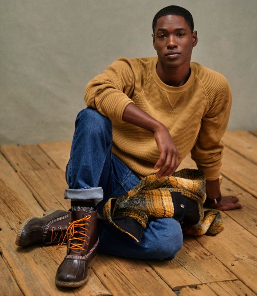 Men's Signature Waffle Crew, Dark Russet, small image number 8