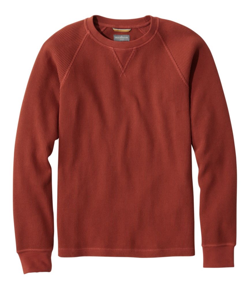 Men's Signature Waffle Crew, Dark Russet, small image number 1