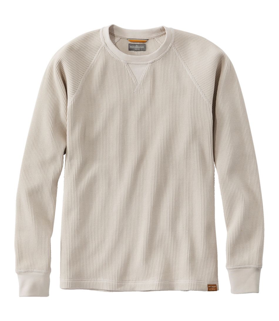 Men's Classic Waffle Knit Mid-Weight Cotton Long Sleeve Light Thermal  T-Shirt Top 