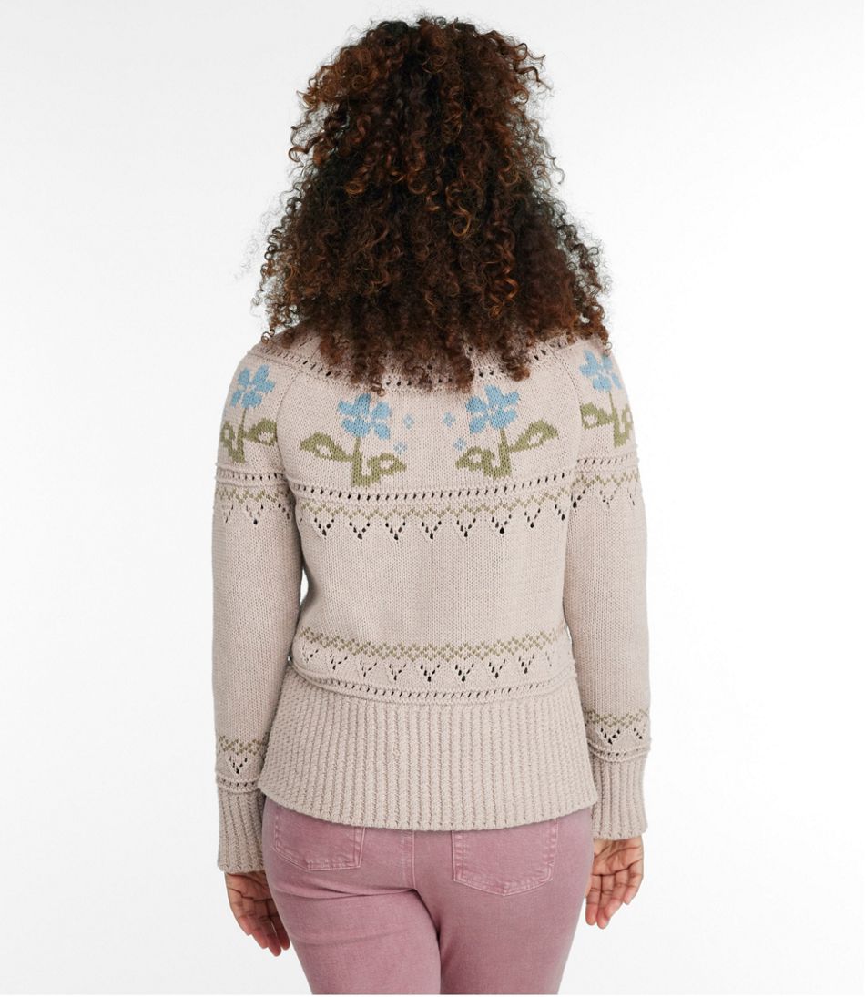 Blaze Bloom støn Women's Signature Cotton Fisherman Sweater, Short Cardigan Fair Isle |  Sweaters at L.L.Bean