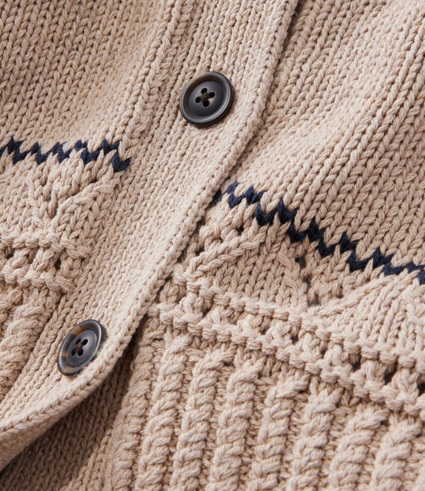 Women's Signature Cotton Fisherman Sweater, Short Cardigan Fair Isle, Beige Tree Fair Isle, small image number 6