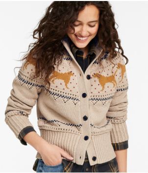 Women's Signature Cotton Fisherman Sweater, Short Cardigan Fair Isle