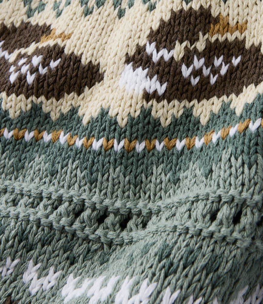 Women's Signature Cotton Fisherman Sweater, Short Cardigan Fair Isle