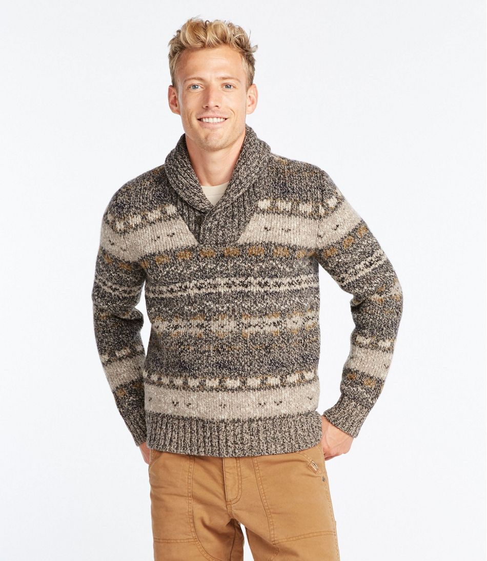 Men's Signature Ragg Wool Sweater, Shawl Pullover, Fair Isle | Sweaters ...