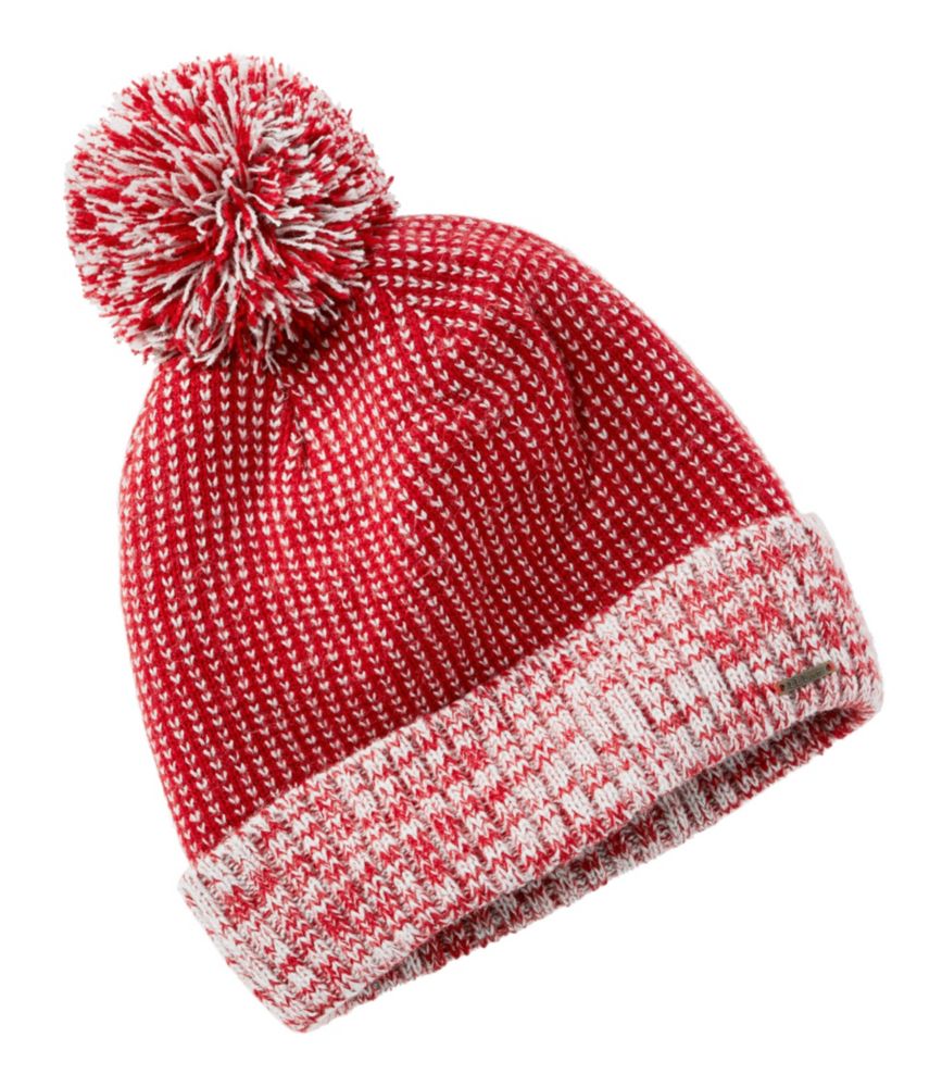 Women's Winter Lined Pom Hat, Nautical Red, small image number 1