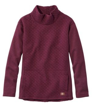 Women's Quilted Sweatshirt Pullover, Funnelneck