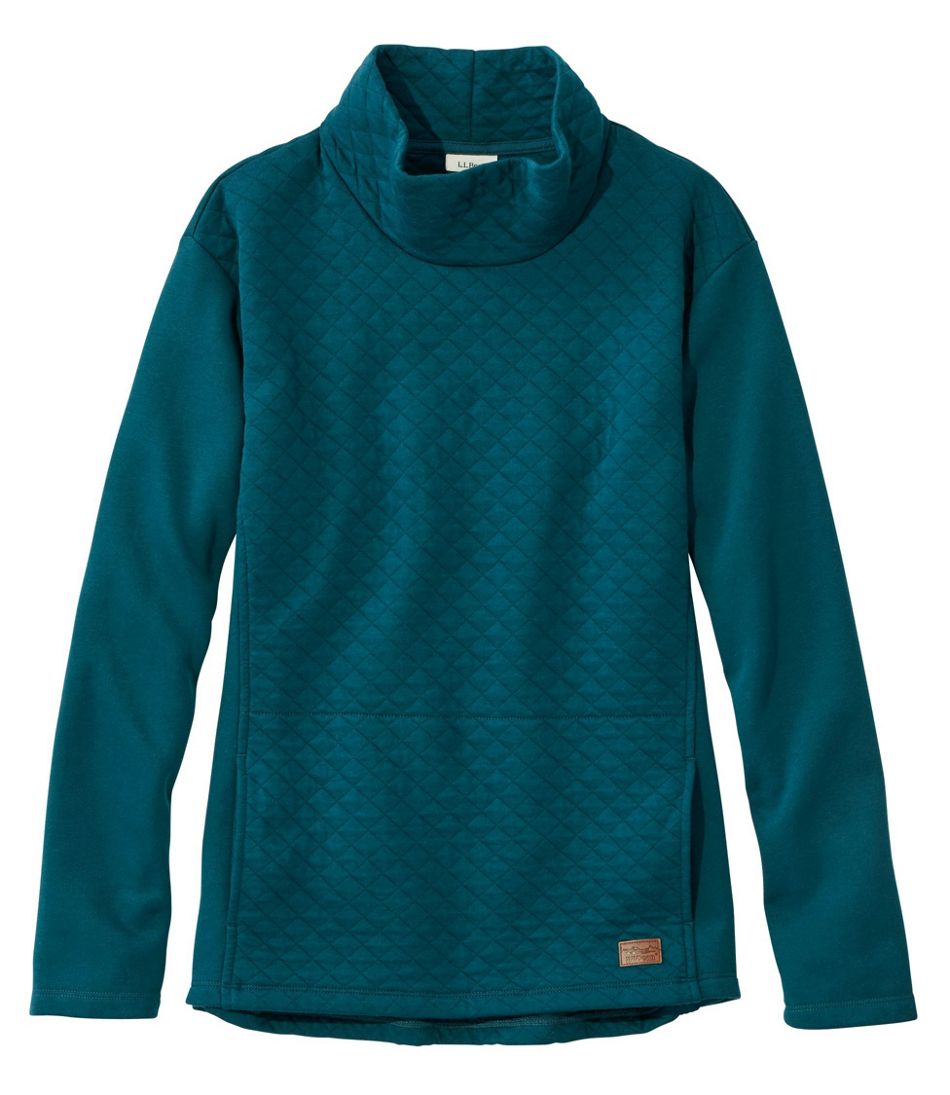 Women's Quilted Sweatshirt Pullover, Funnelneck