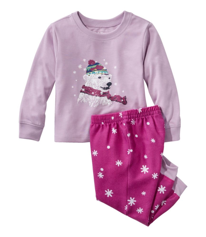 Toddlers' L.L.Bean Flannel Pajamas, Lavender Ice Bear, small image number 1