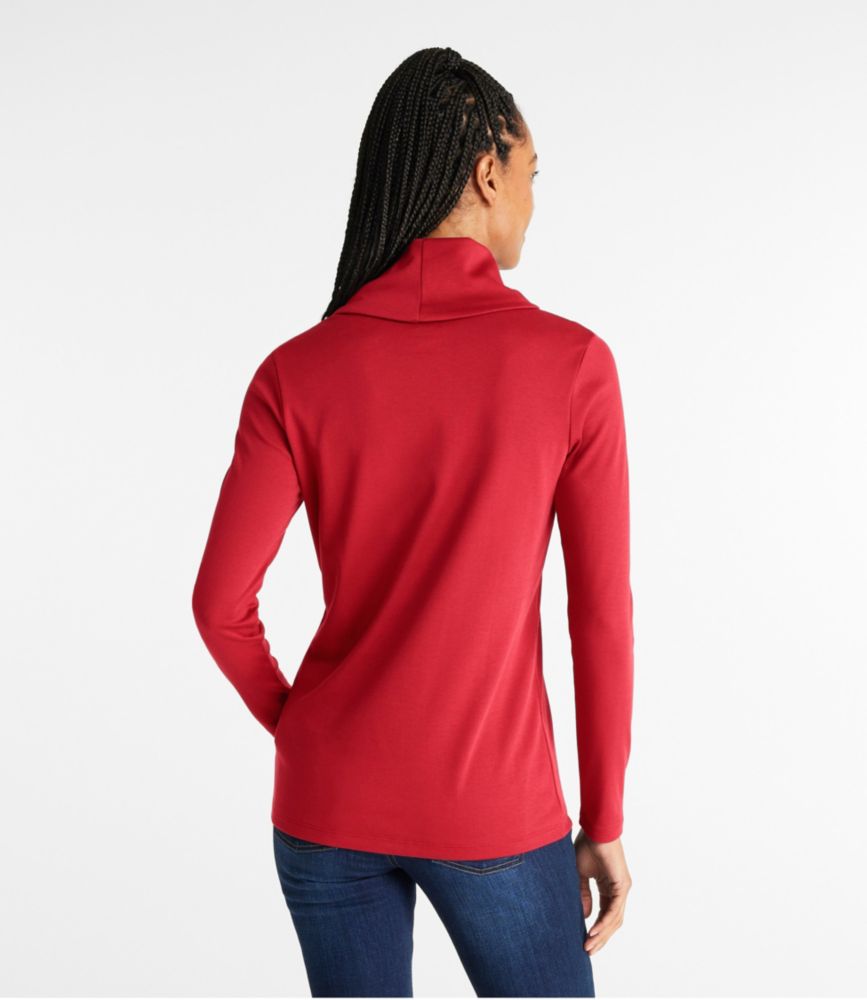 Women's Pima Cotton Tee, Long-Sleeve Cowlneck, Lake, small image number 3