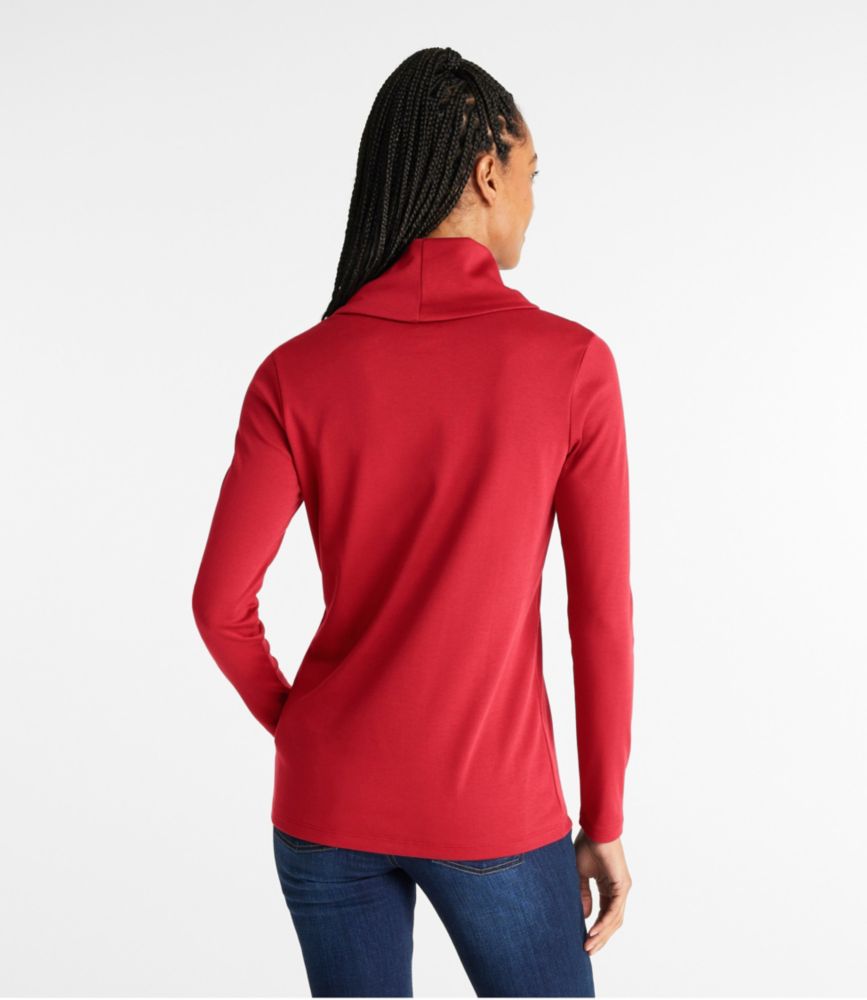 Women's Pima Cotton Tee, Long-Sleeve Cowlneck, Dark Pine, small image number 3