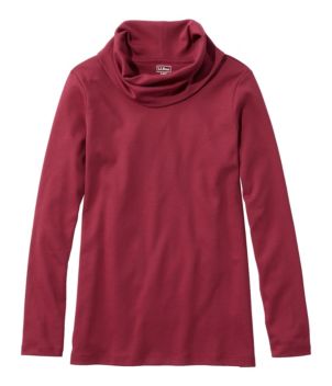 Women's Pima Cotton Tee, Long-Sleeve Cowlneck