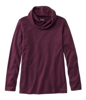 Women's Pima Cotton Tee, Long-Sleeve Cowlneck