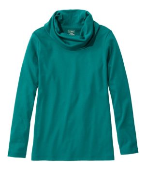 Women's Pima Cotton Tee, Long-Sleeve Cowlneck