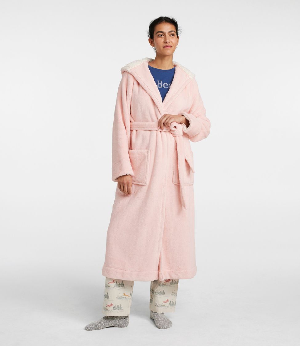 Thick Fleece Long Robe - 'Not Today' Pink With Hoodie - Cotton & Trends