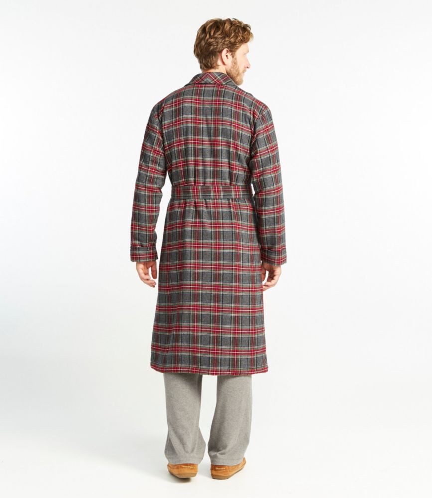 Men's Scotch Plaid Flannel Robe, Sherpa-Lined, Grey Stewart, small image number 3