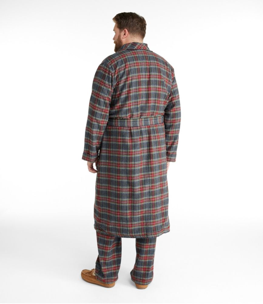 Men's Scotch Plaid Flannel Robe, Sherpa-Lined, Grey Stewart, small image number 5