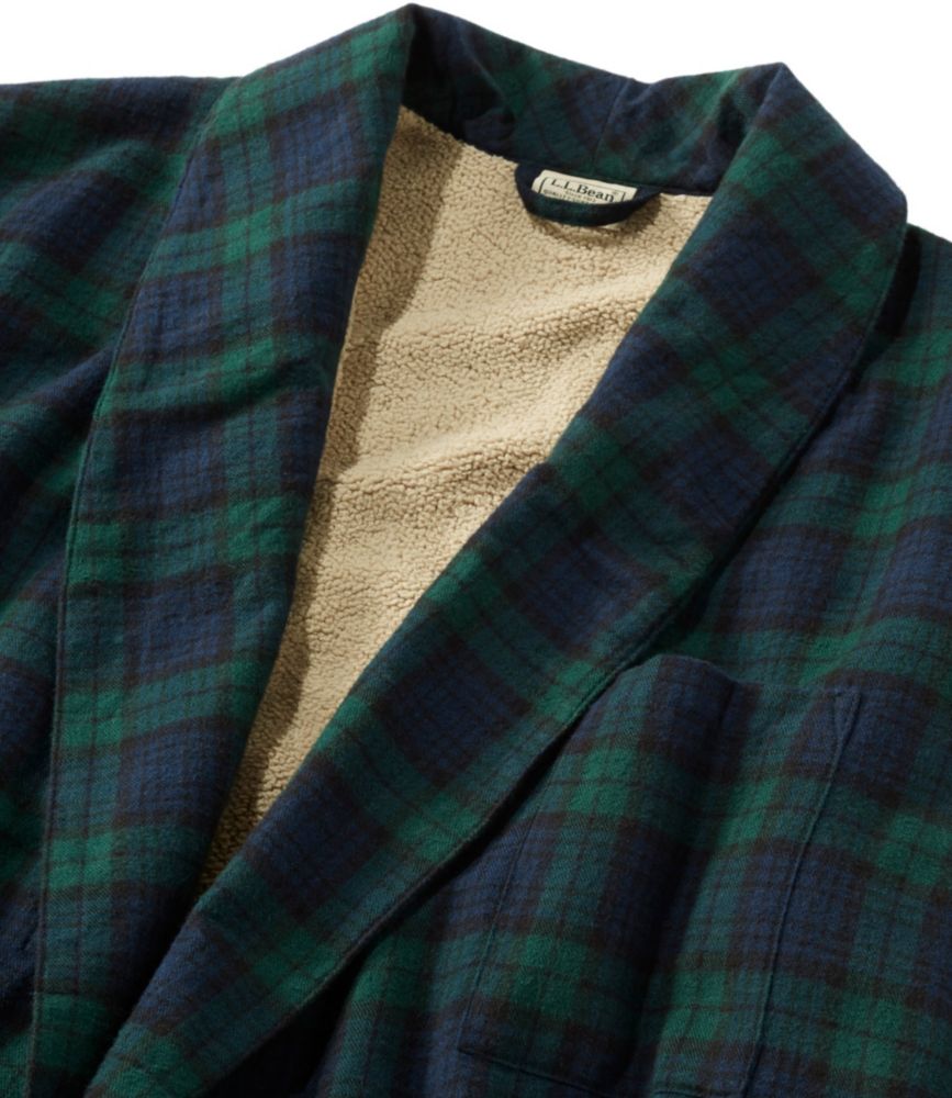 Men's Scotch Plaid Flannel Robe, Sherpa-Lined, , small image number 6