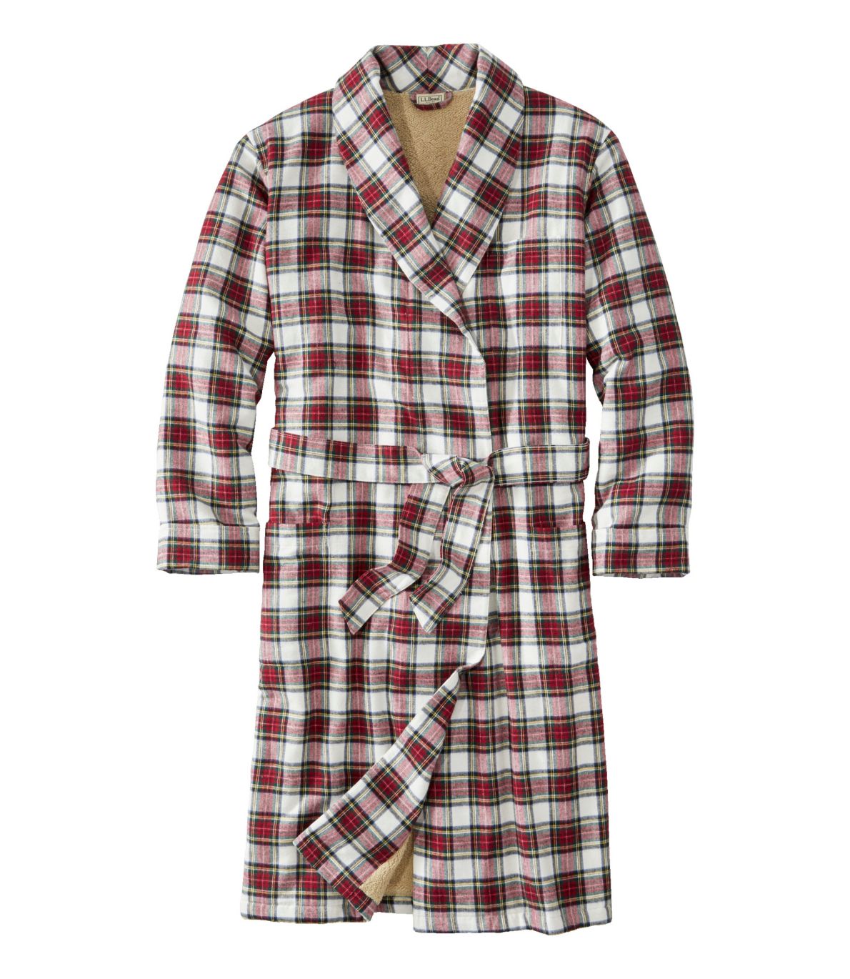 Men's Scotch Plaid Flannel Robe, Sherpa-Lined