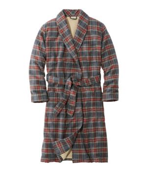 Men's Scotch Plaid Flannel Robe, Sherpa-Lined