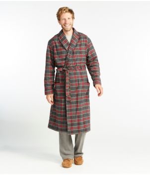 Men's Scotch Plaid Flannel Robe, Sherpa-Lined