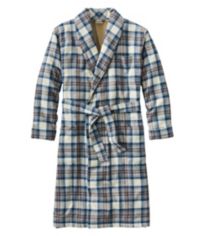 Mens Black & White Plaid Flannel Robe