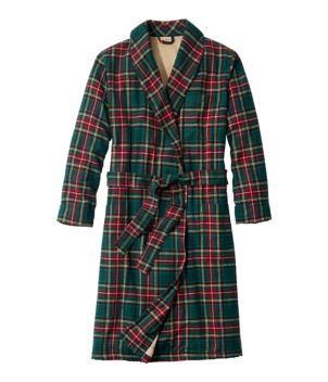 Men's Scotch Plaid Flannel Robe, Sherpa-Lined