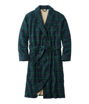 Men's Scotch Plaid Flannel Robe, Sherpa-Lined