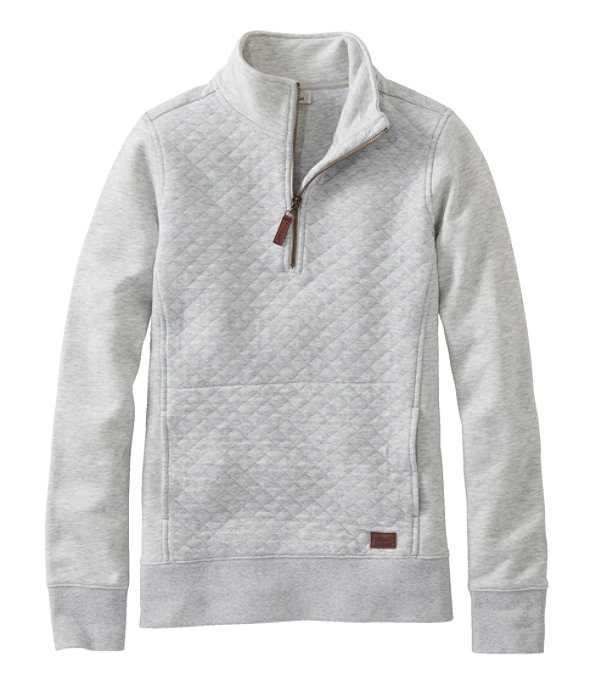 Quilted Sweatshirt Pullover, Light Gray Heather, large image number 0