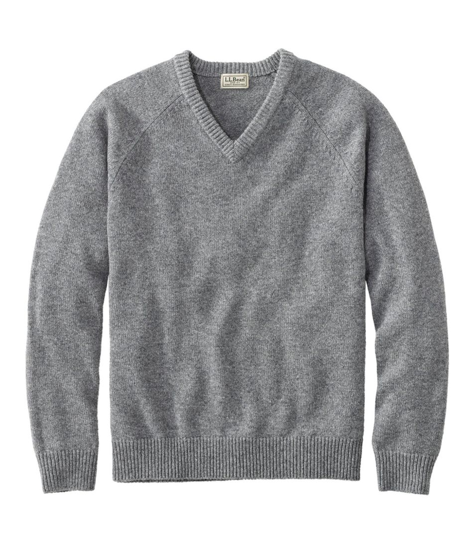 Men's Washable Lambswool Sweater, V-Neck